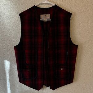 Woolrich Red and Black Plaid Vest